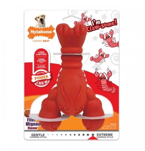 Power Chew Lobster “I’m Claw-some!” Dog Toy – Filet Mignon Flavor